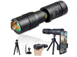 Telescopio monocular 300x40 para adultos con zoom de alta potencia y compacto para smartphones, color negro Gusshious