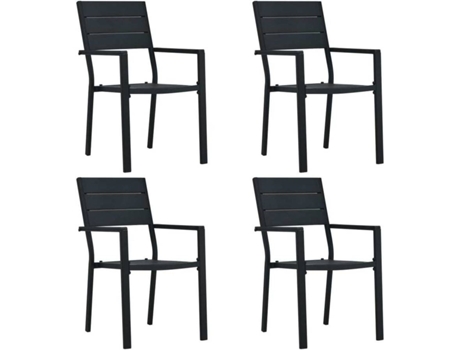 Conjunto 4 Silla de jardín VIDAXL Negro Madera (62x55.5x88.5 cm)