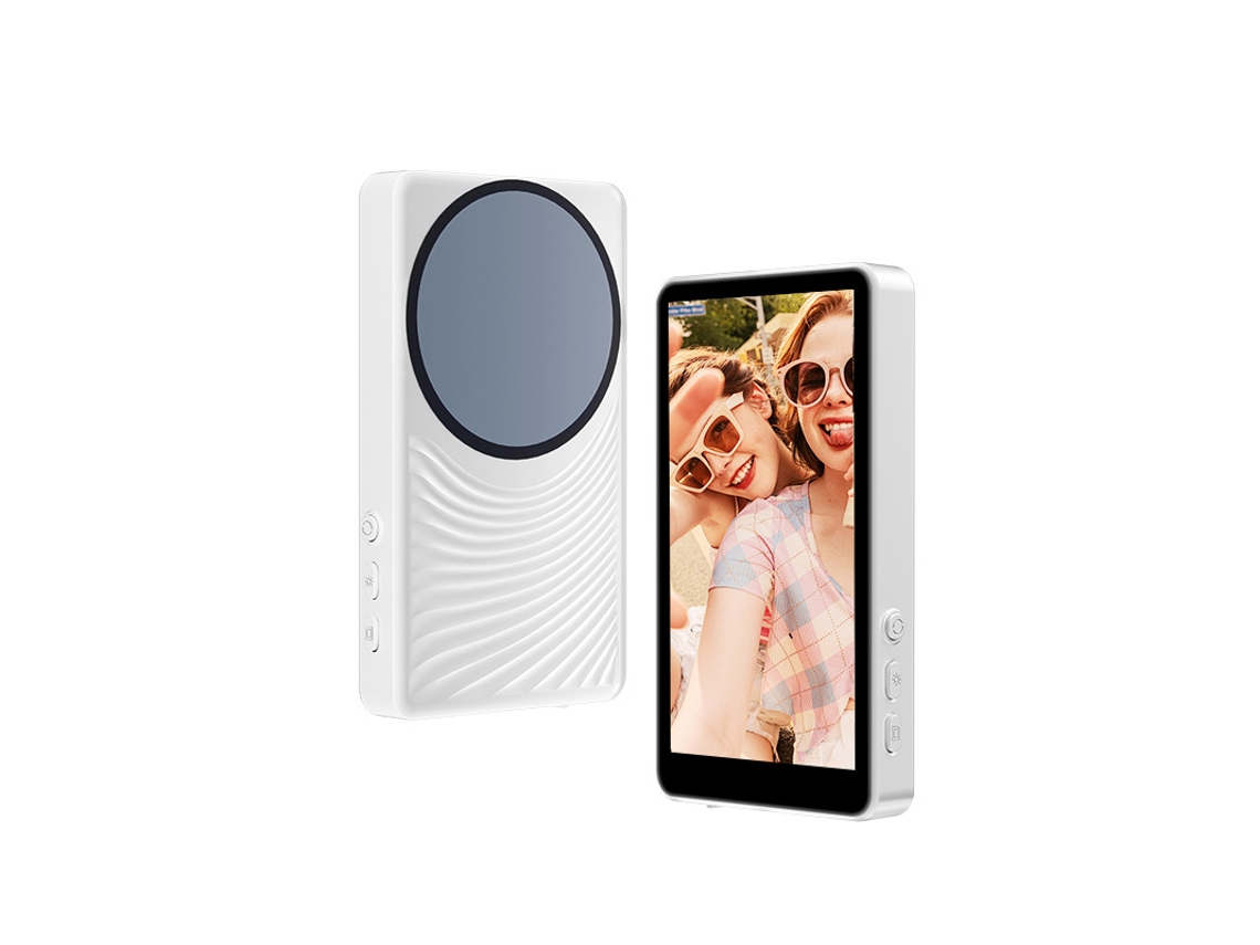 Pantalla selfie inalámbrica Bluetooth con fijación magnética a la parte trasera del teléfono, pantalla de 4.0 pulgadas con patrón ondulado blanco. Yunzii