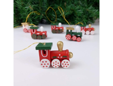 Dibujos animados de madera Papá Noel Tren Adornos Árbol de Navidad Colgantes Ventana Decoración del hogar