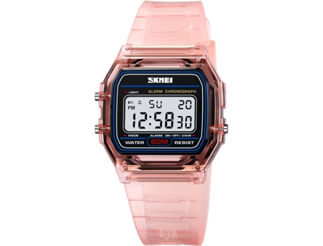 VEANXIN Reloj digital Reloj electrónico LED resistente al agua con correa de acero inoxidable cuadrada-Púrpura