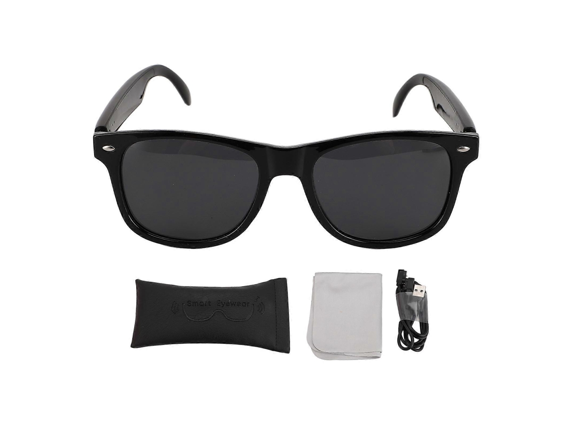 Gafas inteligentes con IA para llamadas de voz, música, control táctil y sensor de sonido estéreo. Gafas inteligentes Bluetooth para usar sobre una mesa.
