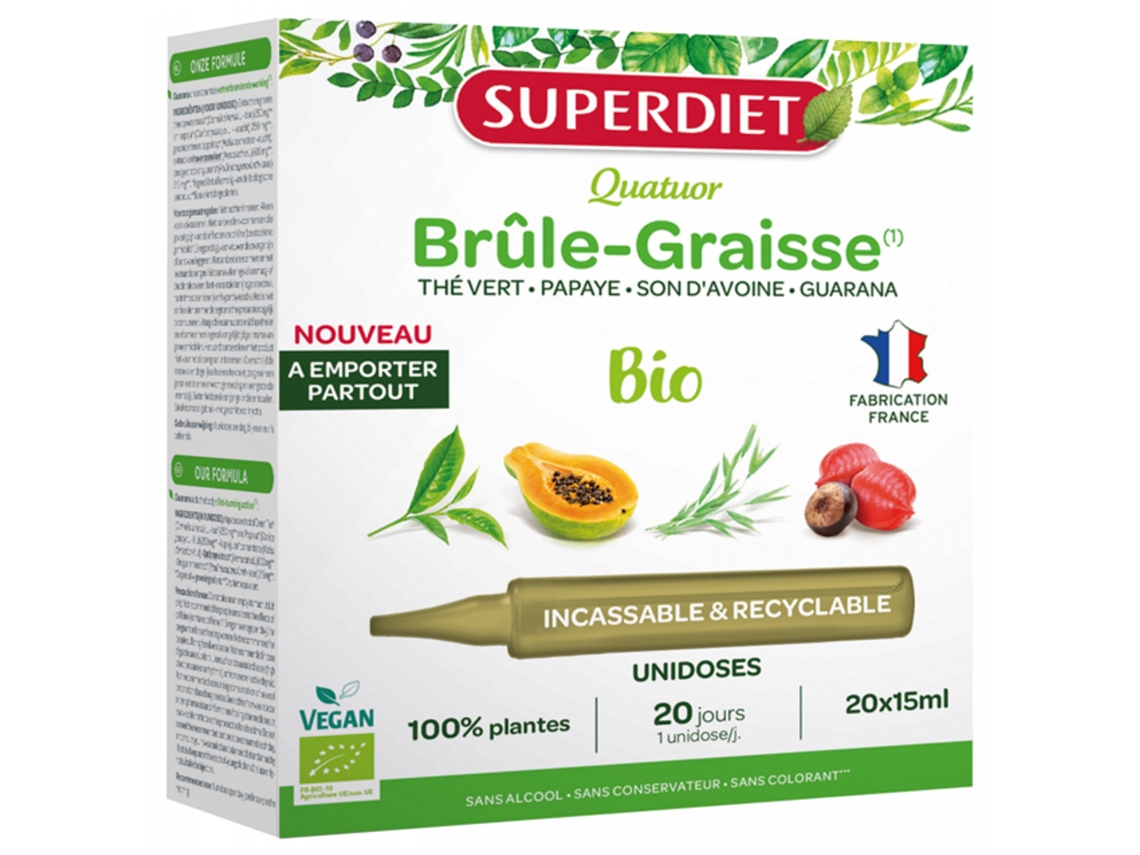 Quatuor Brûle-Graisse Bio 20 Unidoses SUPERDIET