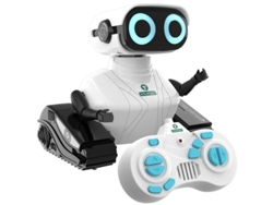 Robot de Juguete con Control Remoto Ojos LED Cabeza y Brazos Flexibles Movimientos de Danza y Música Blanco BISBISOUS