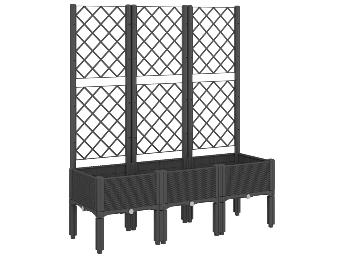 Jardinera con enrejado PP negro VIDAXL (120 x 40 x 142 cm)