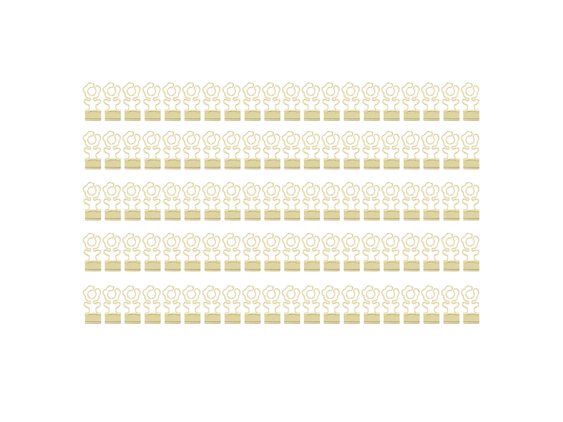 100 Pinzas De Carpeta Mini Flor Forma Fuerza Fuerte Metal Clip De Oficina Oro
