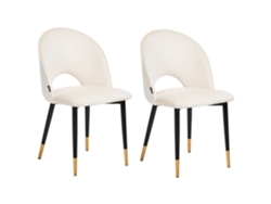 Conjunto com estofado aveludado BELIANI Magalia de Veludo Creme 47x45x84