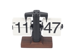 2026 Store-reloj De Mesa Flip Mecánico Retro 12h Batería Base Madera Marco Negro Páginas Blancas Para Sala Oficina