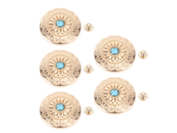 5 Juegos De Remaches Y Botones De Tornillo De 30 Mm Con Patrón De Piedra Azul Y Oro Para Ropa Y Manualidades De Cuero.