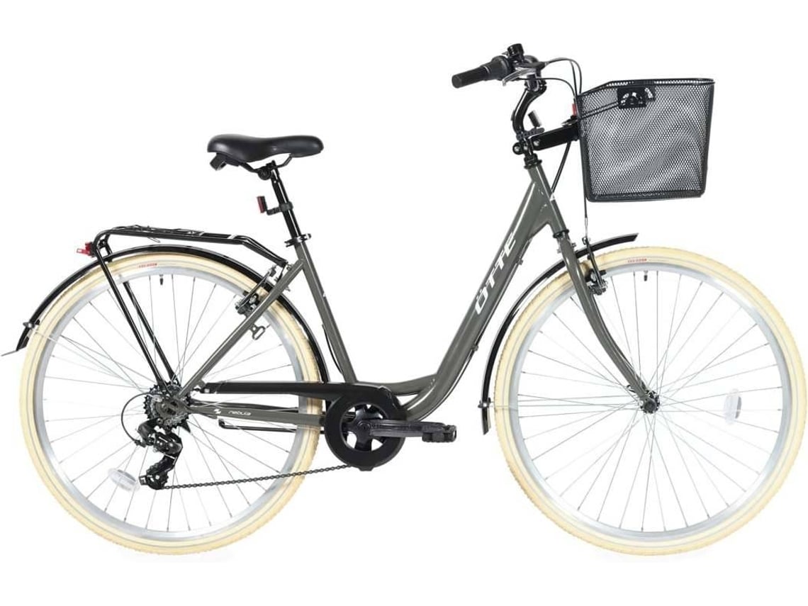 Bicicleta Urbana OTTE Nebula con Cesta (Gris y Crema)