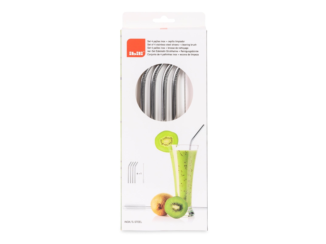 Pack de Pajitas Reutilizables IBILI )Acero Inoxidable - Multicolor)