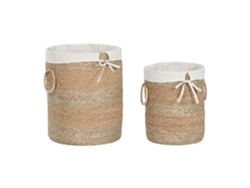 Set 2 Cesta Seagrass Tela Natural 39x40x48cm
