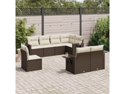 Conjunto de sofá de jardín de 8 piezas con cojines de mimbre marrón de DKD Home Decor