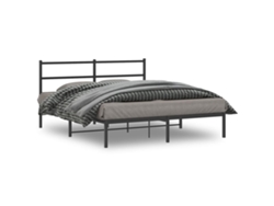 Estructura Cama Sin Colchón Con Cabecero Metal Negro 150x200 Cm