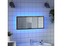 Espejo De Baño Led Madera Ingeniería Roble Ahumado 100x8,5x37cm