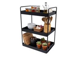 Prateleira Para Especiarias Relaxdays, 3 Andares, Compacta, Organizador De Cozinha, 44 X 26 X 18 Cm, Metal, Preto