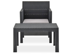 Conjunto 2 Pcs Lounge De Jardim Com Almofadão Vime Pp Antracita Dkd Home Decor