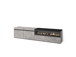 Mueble TV Televisión 200x45x35cm Para TV hasta 80 Chimenea eléctrica Cemento
