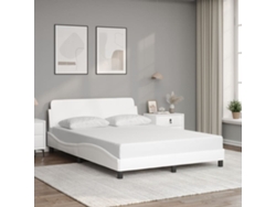 Estructura De Cama Sin Colchón Cuero Sintético Blanco 140x190cm