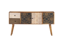 Maison Exclusive - Aparador Con Estampado Madera Maciza De Mango 130x30x70 Cm