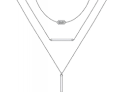 2026-9430-cadena De Collar De Plata Esterlina S925 De Tres Capas Con Extensor Para Mujer Estilo Geométrico Barra Vertical