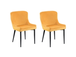Conjunto de 2 cadeiras para sala de jantar BELIANI Solano de Veludo Amarelo 51x52x82