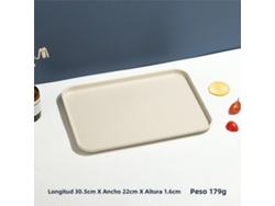 Bandeja rectangular de plástico para uso doméstico y de mesa, ideal para té y vasos. Mdug (beige M)