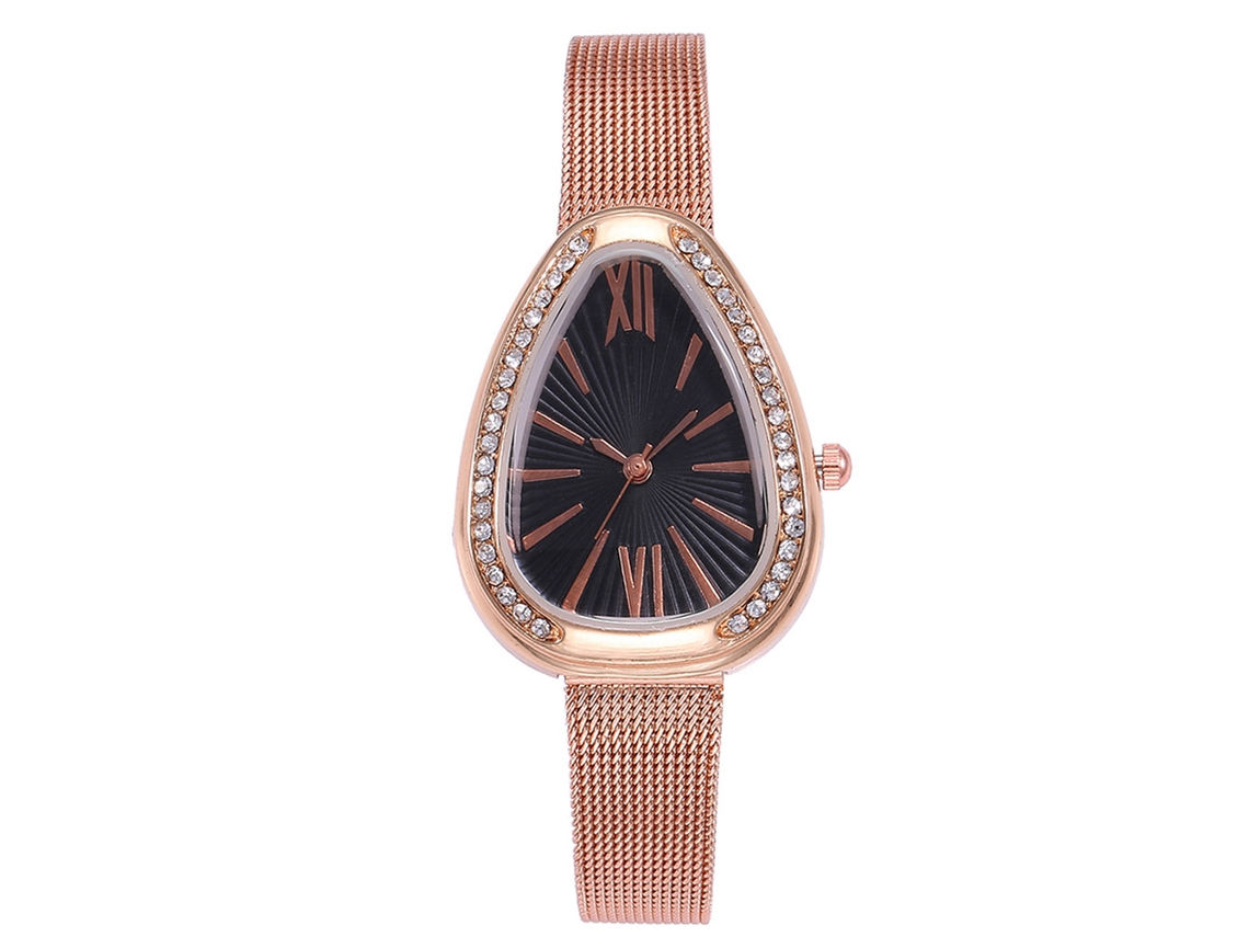 Reloj De Cuarzo Para Mujer Con Correa De Piel Sintética Y Diamantes De Imitación Vansvar (negro)