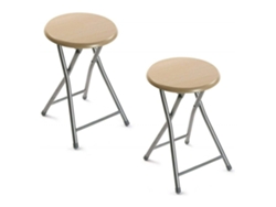 2X Taburetes Plegable De Metal Con Madera Cocina Jardín Camping Salón Hogar HERSIG