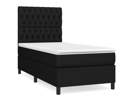 Cama con somier VIDAXL (Negro - Tela - 193 x 90 x 128 cm)