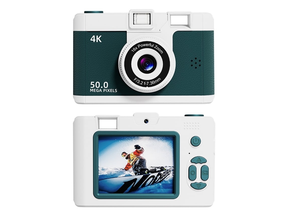 Cámara Digital Doble Frontal Y Trasera Con Grabación De Vídeo Y Zoom 16x Verde Zruxe