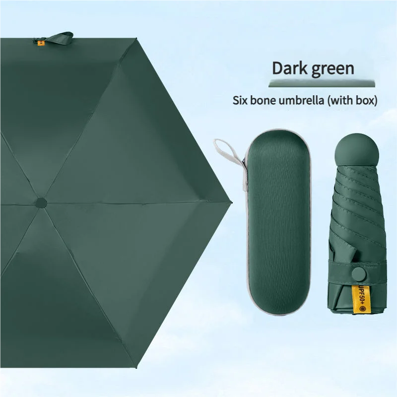 Paraguas De Mujer (verde Oscuro), Protección Uv, Apto Para Días Soleados Y Lluviosos, Paraguas De Bolsillo.