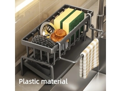 Soporte de plástico para paños de cocina y esponjas (1 unidad), organizador multifuncional de PP con bandeja antigoteo, ideal para organizar la vajilla.