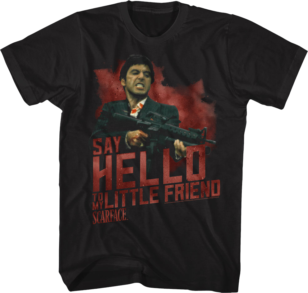 Camiseta Unisexo DEEPSTONE Say Hello To My Little Friend Scarface Negro (XXXL)