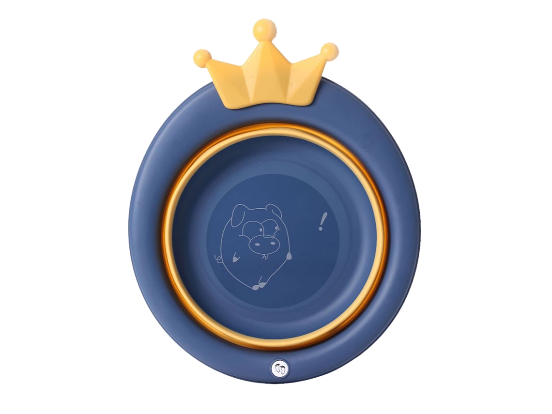 Lavabo Plegable Para Bebé Con Diseño De Dibujos Animados, Portátil, Para El Baño, Azul Oscuro.