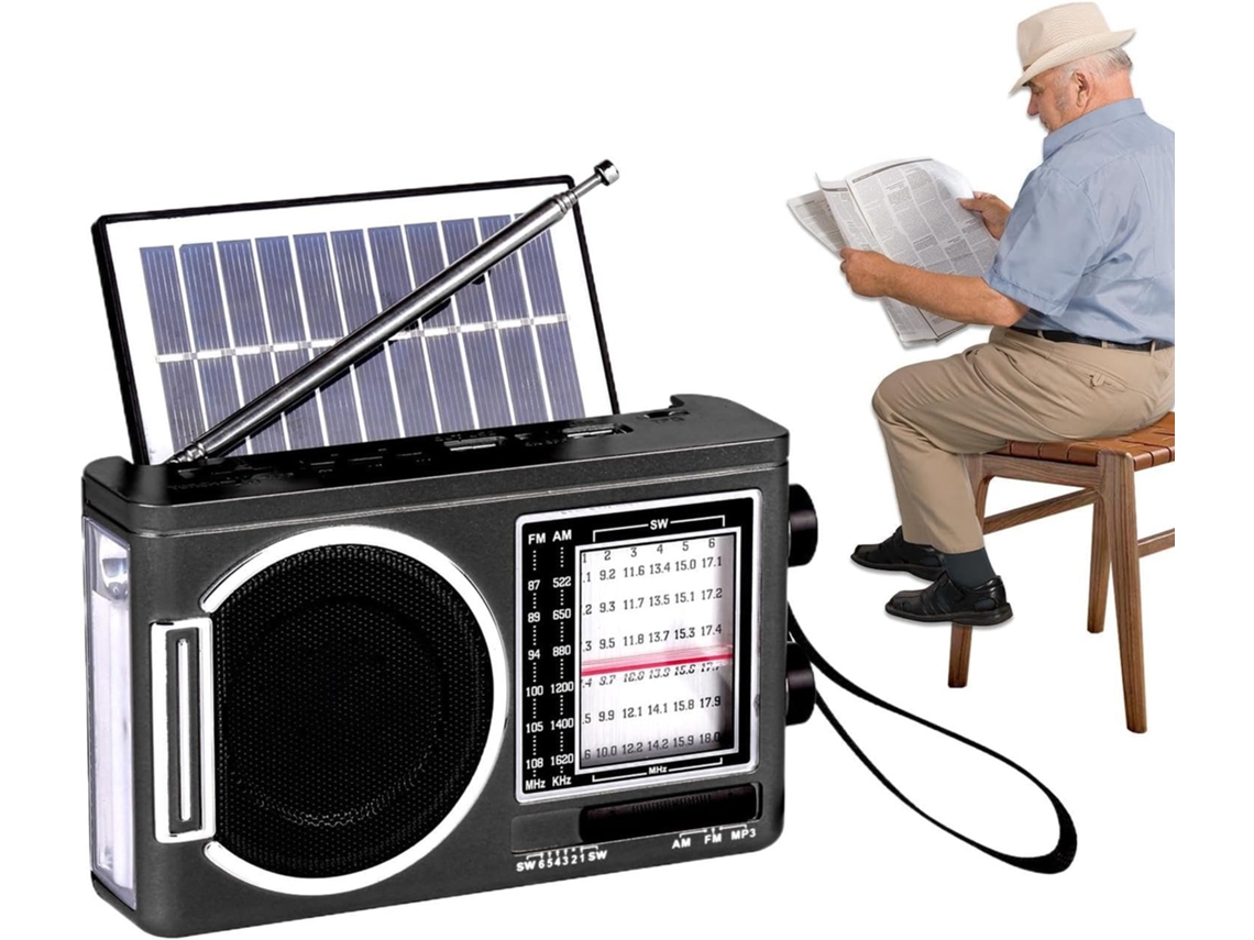 Radio portátil AM/FM | Reproductor MP3 pequeño con energía solar, kit de supervivencia solar con antena telescópica, reproductor MP3 Jortmrd