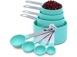 Juego De Cucharas Medidoras, Taza Verde Con Asas De Acero Inoxidable, 8 Piezas, Utensilios De Cocina.