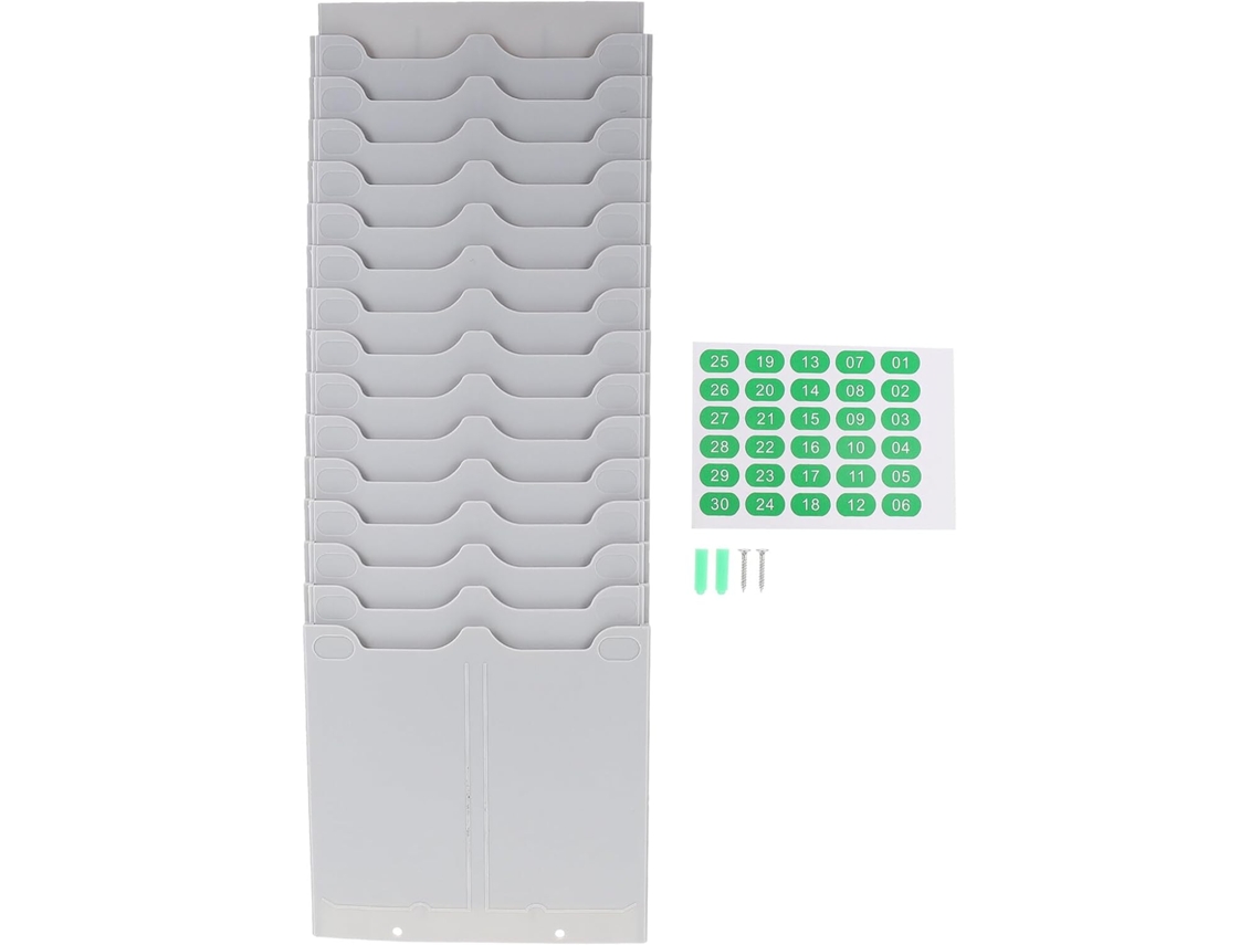 Tarjetero Telescópico De 30 Ranuras, Organizador Multifuncional De Plástico Para Montaje En Pared, Ideal Para Oficinas O Fábricas.
