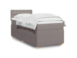 Cama Box Spring Con Colchón Tela Gris Taupe 90x200 Cm