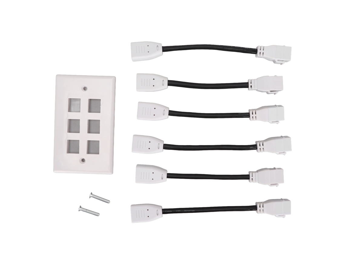 Placa De Pared Con 6 Puertos, Interfaz Multimedia Hd 4k Con Cable Hembra A Hembra.