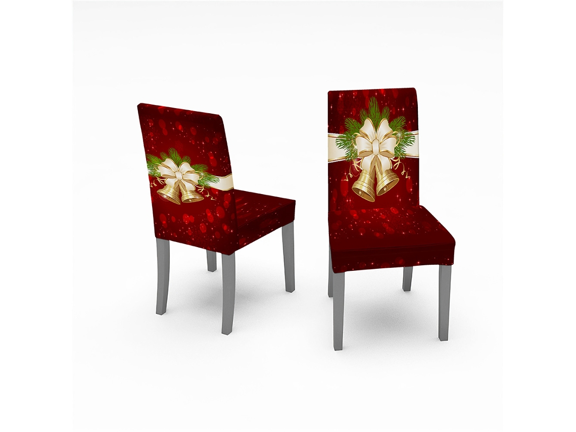 Funda elástica decorativa para silla con campanillas navideñas