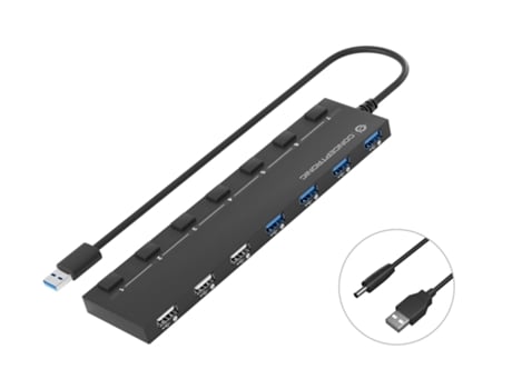 Concentrador de Interfaz CONCEPTRONIC Hubbies09B USB Type-A 5000 Mbit/S Negro