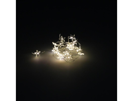 Guirnalda luces navidad estrellas 20 leds color blanco calido.luz navidad interiores y exteriores ip44 a pilas 3aa (no incluida)