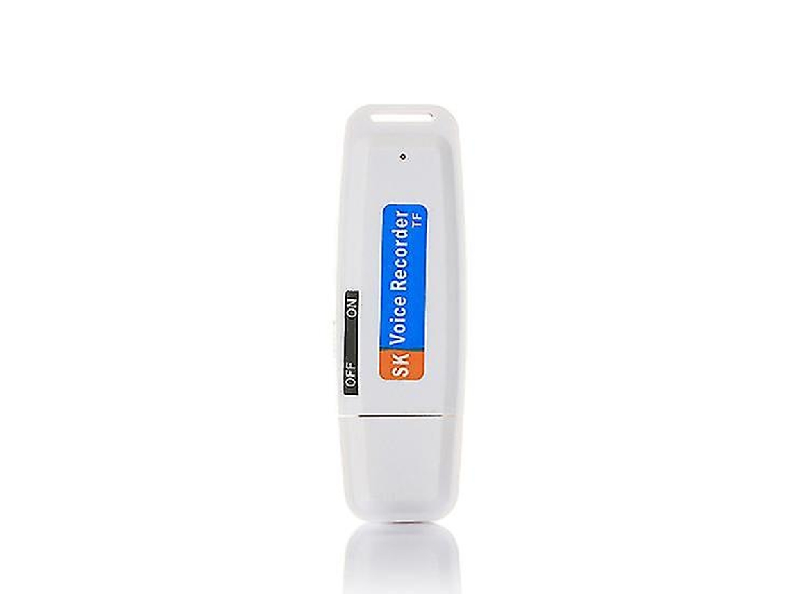 Grabadora de voz digital con una sola tecla, tarjeta de memoria flash TF Yizhood, grabadora de voz USB (blanca)
