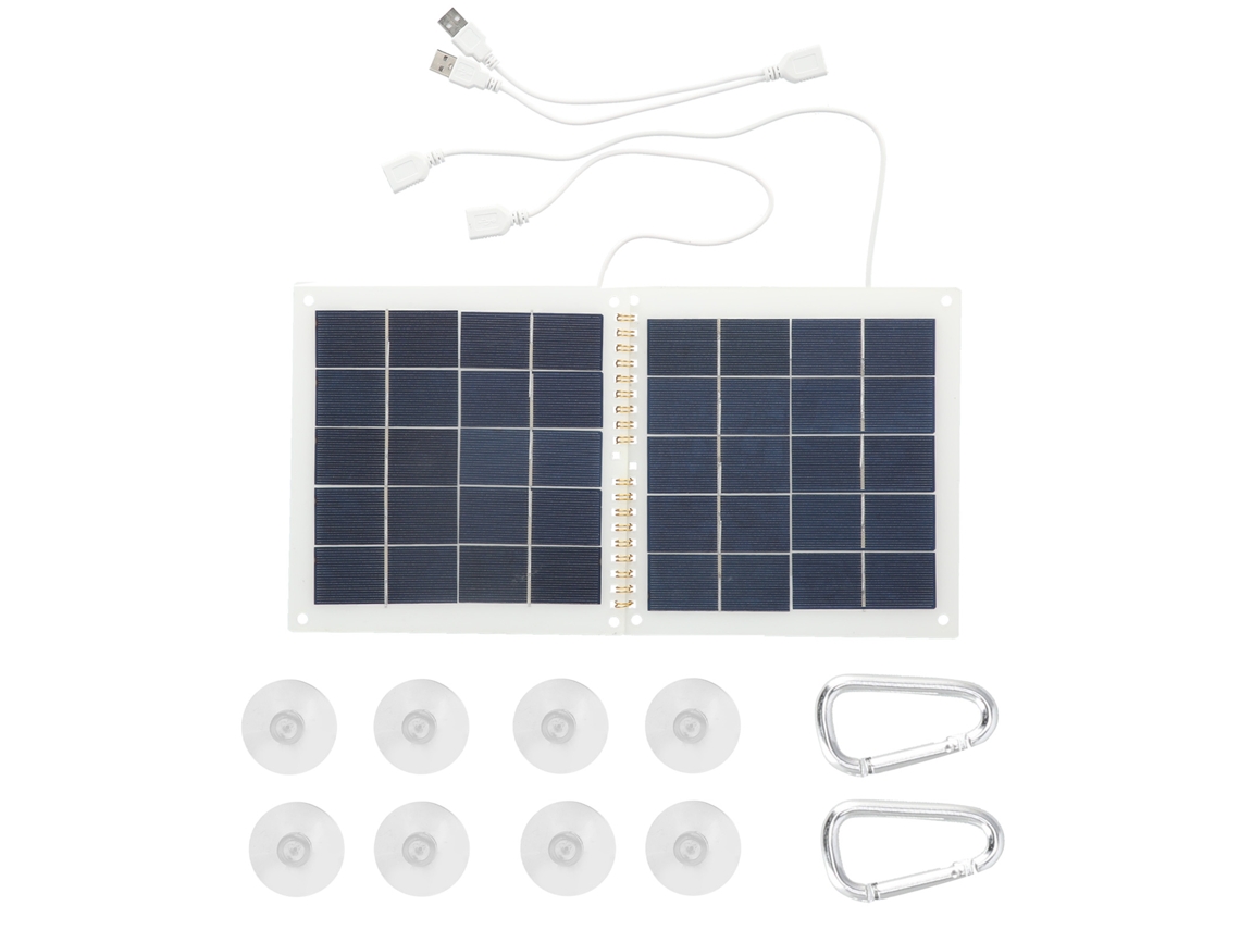 Panel solar portátil, plegable, impermeable, de 14 W, eficiente, para viajes al aire libre.