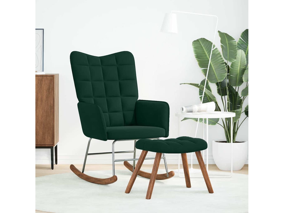 Maison Exclusive - Mecedora con asiento de terciopelo verde oscuro
