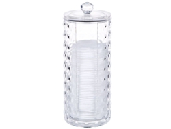 Soporte Acrílico Para Bolas De Algodón Con Diseño De Diamante, Organizador Con Tapa Para Baño.