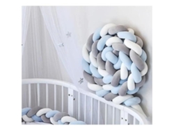 Almohadilla de protección para cuna de terciopelo trenzado con diseño de serpiente de 3M (blanco, gris y azul)