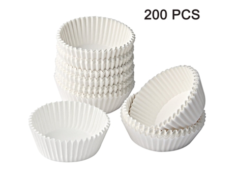 200 vasos de papel de aceite blanco, pasteles de magdalenas, vasos de papel de aceite, láminas de aluminio para magdalenas dulces y saladas