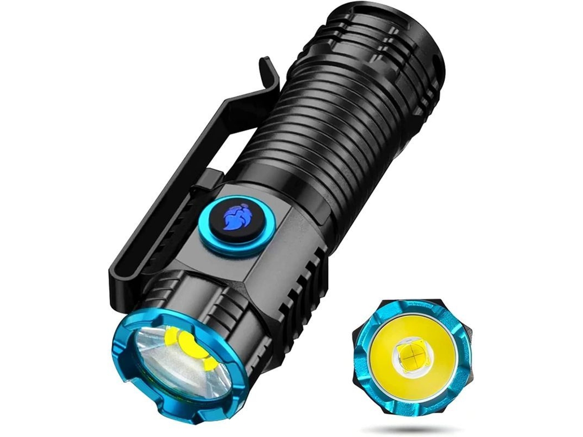 Mini linterna LED recargable de 1000 lúmenes, resistente al agua, 4 modos, táctica, potente, ideal para acampar, clase energética A+++